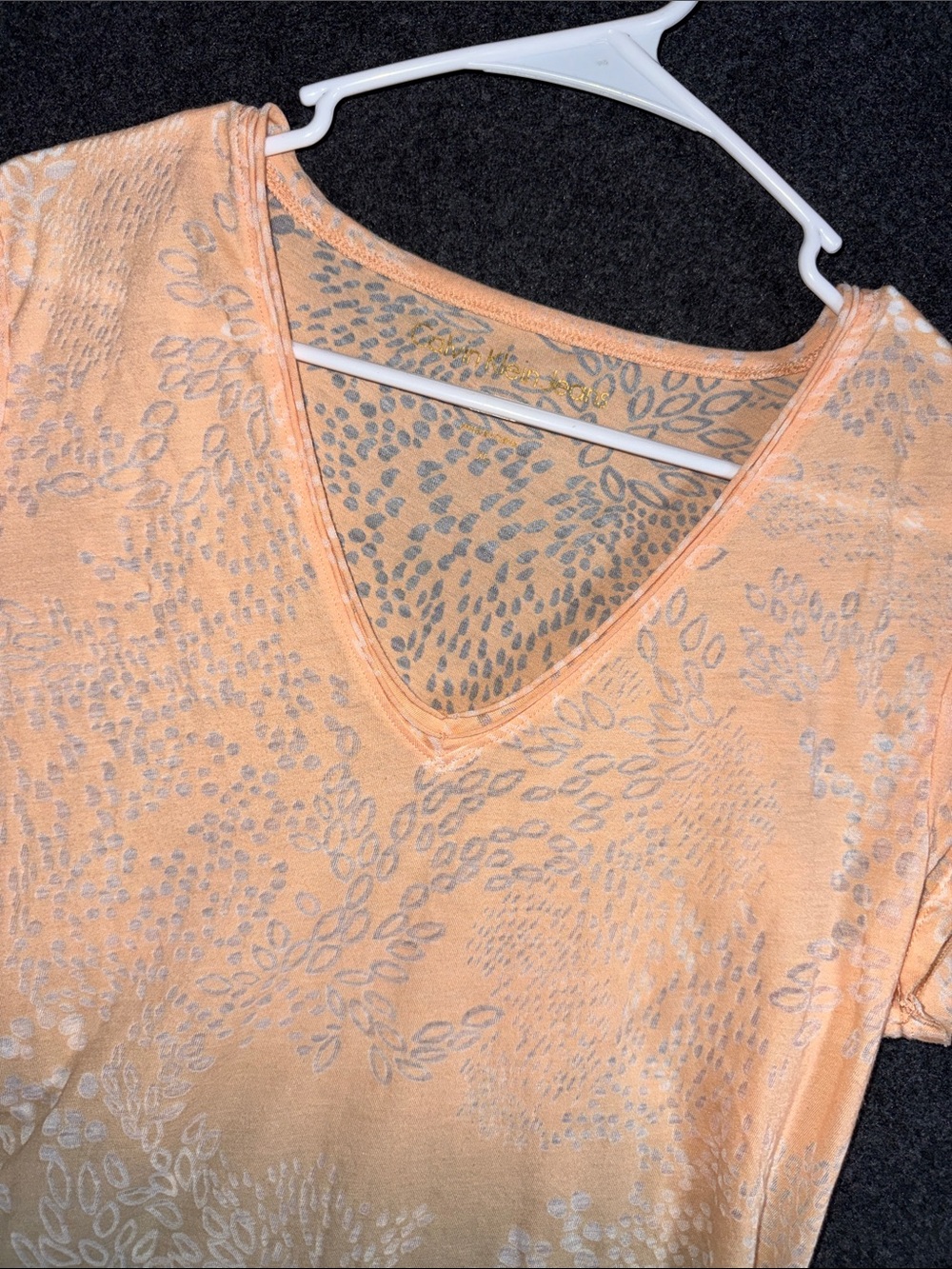 Calvin Klein Jeans Peach Leopard-Print V-Neck Top